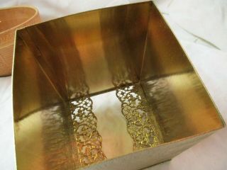 Vintage gold gilt filigree Tissue Box Holder Applied Roses Hollywood Regency 5