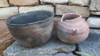 1100 A.  D.  Anasazi Puerco Jar & Corru.  Bowl Pueblo Pottery Pre - Columbian No Resto