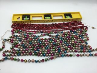 Vintage Mercury Glass Christmas Garland Multi - Color Strands Bead Red 288” 24’