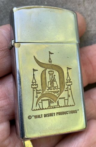 Vintage 1972 Zippo Lighter - Disneyland Disney World - Walt Disney Productions