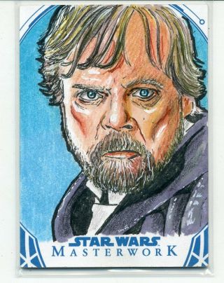 Luke Skywalker 2018 Topps Star Wars Masterwork Artists Sketch Darren James 1/1