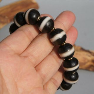Tibetan DZI Beads Bracelet Old Agate 1 Line Pharmacist Bead Elastic Rope Bangle 3