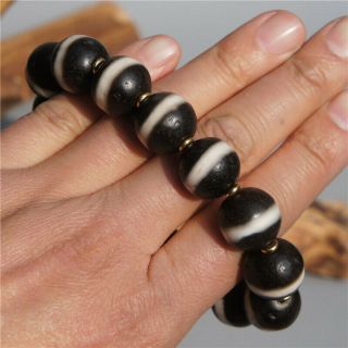Tibetan DZI Beads Bracelet Old Agate 1 Line Pharmacist Bead Elastic Rope Bangle 5