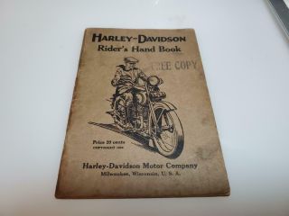 1924 Harley Davidson Motorcycle Riders Hand Book 1924 Rare