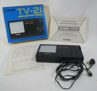 Casio Tv - 21 Rare Vintage Lcd Television Pocket Size W/original Box Japan -