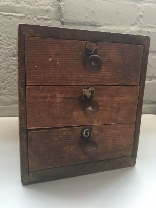 Antique Wood Wooden Cigar Box Havana Vtg 3 Drawer Wooden Box