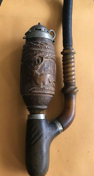 Antique German Pipe,  Hand Carved Deer Running After Each Other Through The Woods