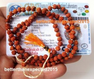 Very Rare Prayer Beads Rudraksha Mala Rosary 4.  5 Mm Japa Yoga 108,  1 - Certified