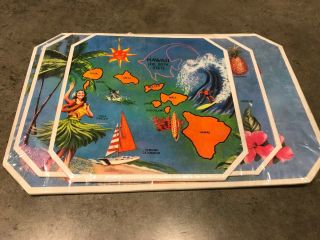 Vintage Hawaii Souvenir Hot Dish Mats Set Of 3 The 50th State Made In Hawaii
