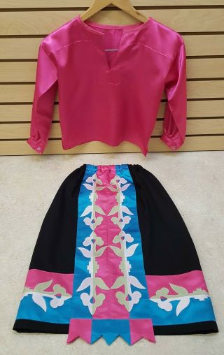 Girls Hand Crafted Ribbonwork Design Native American Indian Skirt & Shirt Set