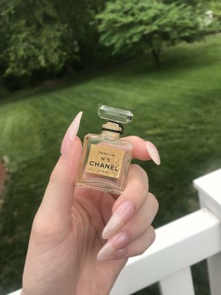 No.  5 Chanel Perfume Vtg Miniature Bottle.  2 - 3/8 Inches - Some Residue Inside.