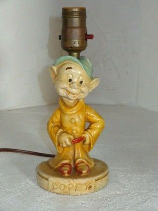 1938 Walt Disney Seven Dwarfs Dopey Chalkware Table Lamp