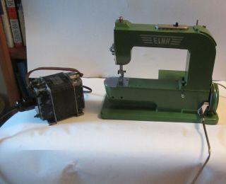 Elna Green Supermatic Sewing Machine With Metal Travel Case