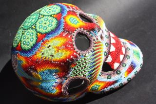 Huichol Skull Figure Mexican Ethnic Native Latin Art Craft Home Decor Rare