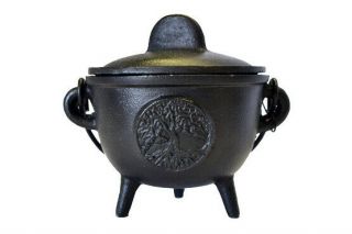 Tree Of Life Cauldron 5 " Cast Iron Pot Belly Smudging - Charcoal - Resin - Incense