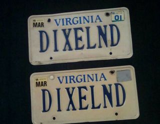 Virginia Vanity License Plates " Dixelnd "