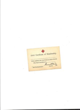 1944 Member Card/ Calendar The American National Red Cross