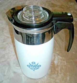 VTG Corning Ware Cornflower Blue 10cup Electric Coffee Pot Complete/Works/Clean 2