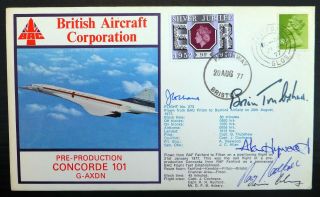 Gb 1977 Pre - Production Flight Concorde 101 Signed By Brian Trubshaw Etc Bm610