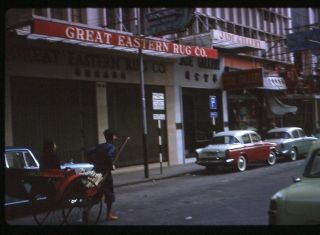 Color Slide Photo,  Kowloon Street Scene W Rug Co.  & Jade Gallery Hong Kong 1962