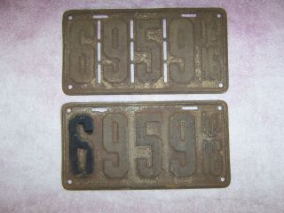 Matching Pair Illinois 1916 License Plates Solid Ez Restoration Shortys Lo