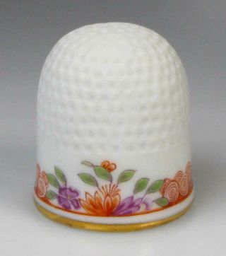 Thimble Indian - Pattern Spirals Flowers Meissen Porcelain Hand Painted Germany