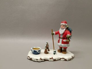 Erzgebirge Santa Claus Candle Holder Christmas Hubrig Germany 4 " Wooden Wood