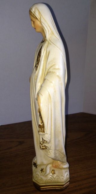 Vintage Chalkware BLESSED VIRGIN MARY MADONNA on Serpent Statue Signed MA 4