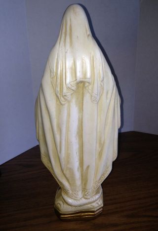 Vintage Chalkware BLESSED VIRGIN MARY MADONNA on Serpent Statue Signed MA 5