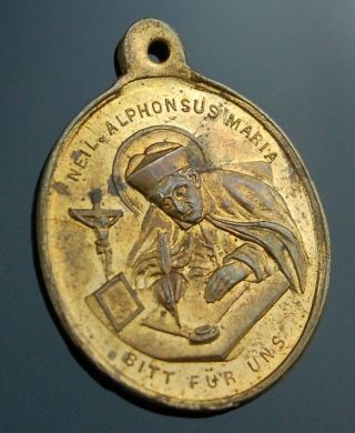 Antique Medal Pendant St.  Alphonsus Maria De 