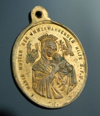 Antique Medal Pendant St.  Alphonsus Maria de ' Liguori Our Lady 19th Century 2