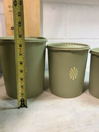 Green With Yellow Beam Canister Set Plastic Vintage Tupperware Container 7