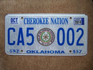2014 Oklahoma Cherokee License Plate 100 Grams