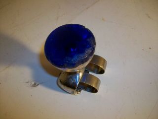 Unique True Vintage Suicide Knob: Clear Blue Top/clear Bottom Solid Plastic