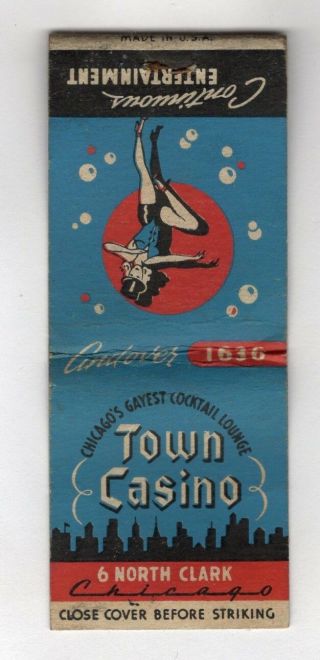 Town Casion North Clark Chicago Vintage Matchbook Cover Jan - 5