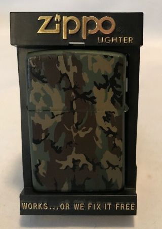 Camouflage Zippo Cigarette Lighter In Green Matte Camouflage Orig.  Box Unfired
