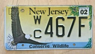 Jersey Conserve Wildlife Bald Eagle Graphic License Plate " Wc 467 F " Nj