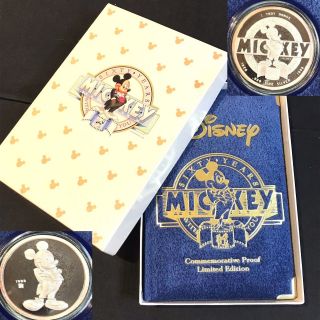 1988 Silver Disney Mickey Mouse 1oz Proof 60 Years With You 7 Box & U13