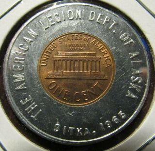 1964 - D American Legion Sitka,  Ak Encased Cent Penny Token - Alaska