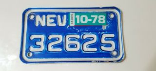 1978 Nevada Motorcycle License Plate 32625