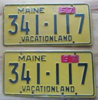 Maine 1957 License Plate Pair - Quality 341 - 117