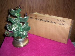 Vintage Bottle Brush Musical Christmas Tree With Vintage Ornaments Box