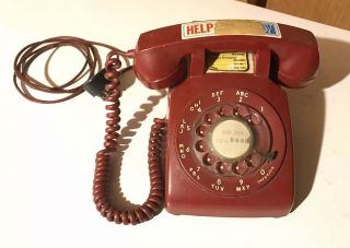 Vintage Rotary Dial Red Bell System Western Electric Desk Telephone 500dm