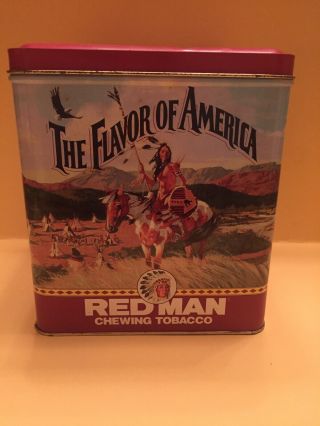 Vintage Red Man Chewing Tobacco Tin Box