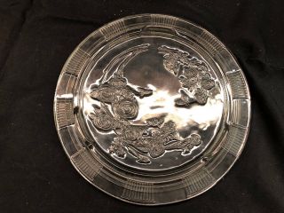 Vintage Glass Cake Plate with Embossed Roses and Metal Aluminum Lid and Handle 4