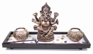 Elephant Ganesha Zen Garden Rock Candle Holder Tranquil Relax Home Decor Gift