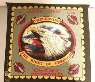 Harley Davidson Bandana Flag 50/50 Preserve The Right Of Freedom 22” X 22” Vg