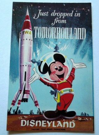 Un - Disneyland Art Corner Postcard Mickey Mouse - Twa Rocket In Tomorrowland
