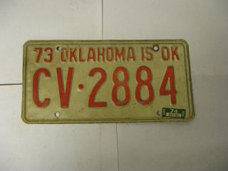 1973 73 1974 74 Oklahoma Ok License Plate Cv - 2884 Natural Sticker