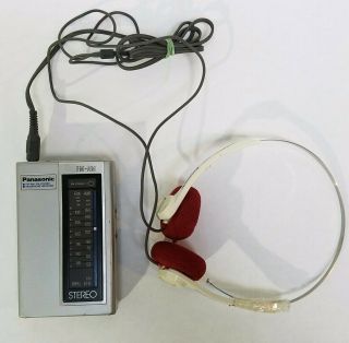 Vintage Panasonic Transistor Radio Receiver Rf - 444 With Vtg Panasonic Headphones